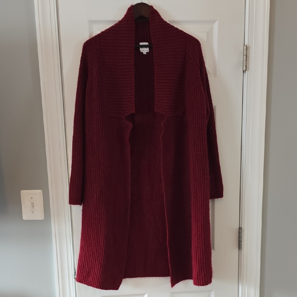 John + Jenn Deep Red Open Front Cardigan